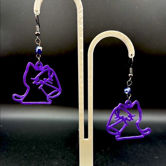 Purple Cat Earrings - Picture 6 of 6